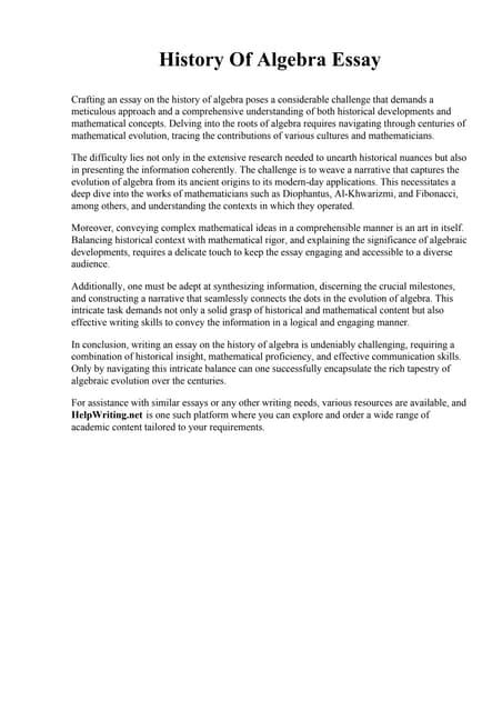history of algebra essay